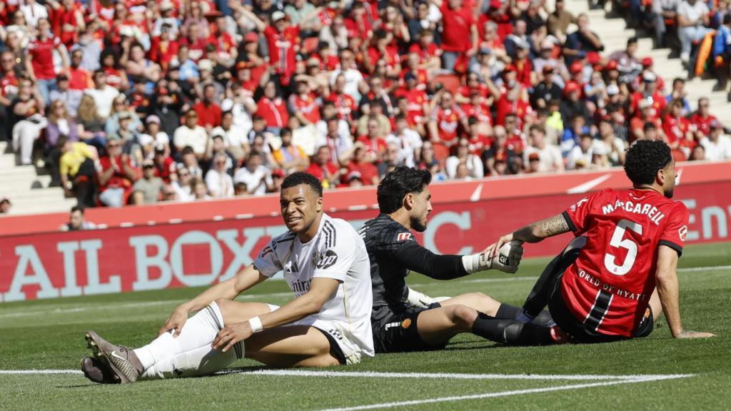 Mbappé se lamenta tras fallar una ocasión ante el Mallorca.