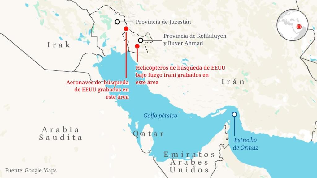 Area in which the missing US pilot in Iran is being searched.
