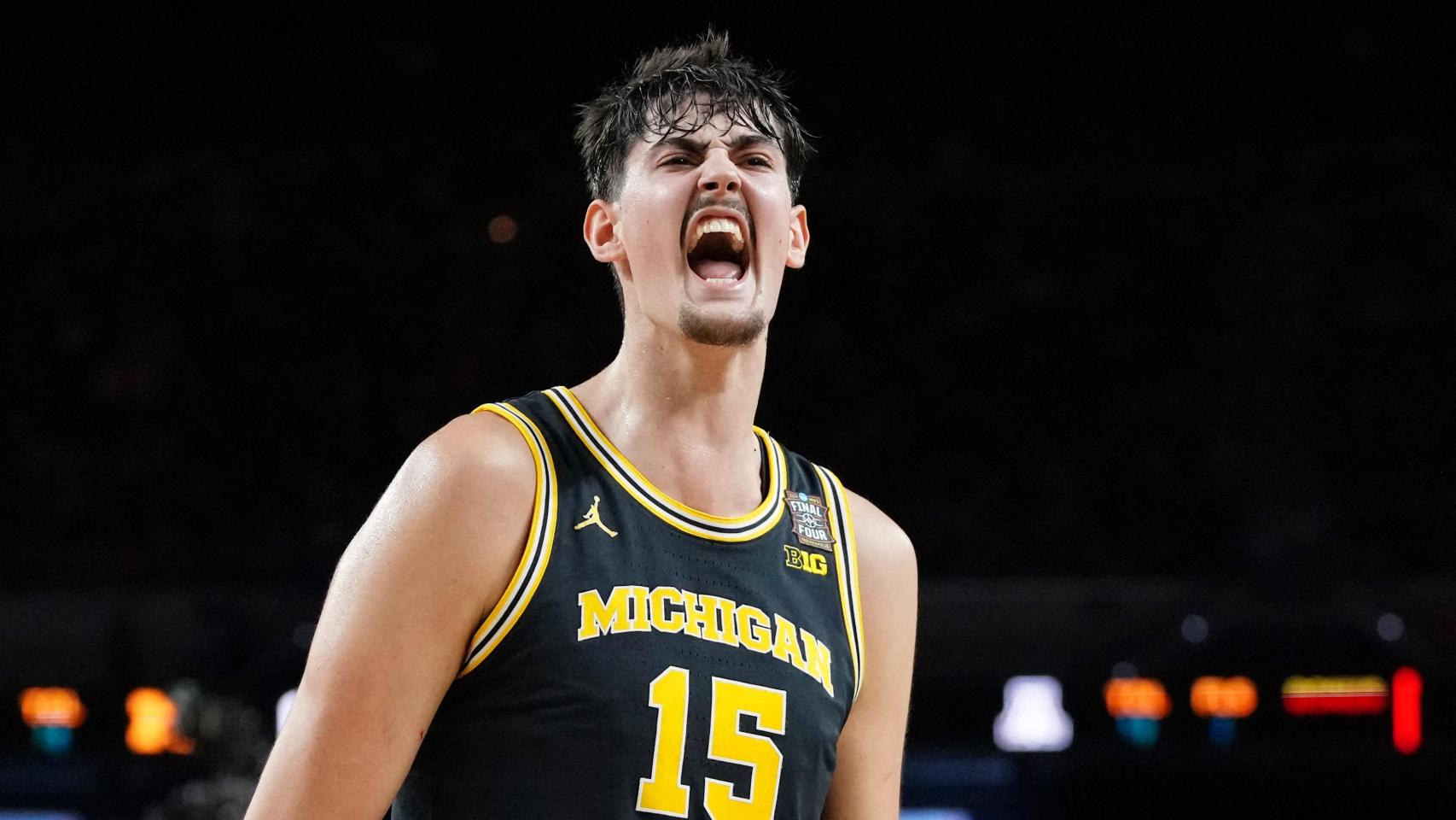 Aday Mara celebra una acción en el partido de la semifinal de la NCAA.