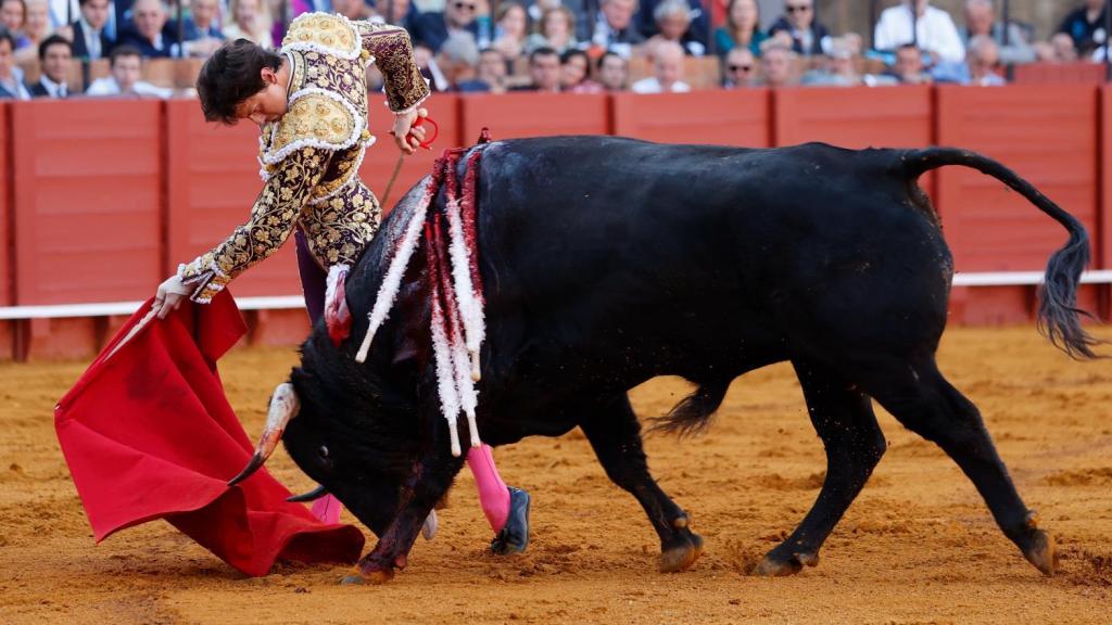 Roca Rey toreando en la Maestranza de Sevilla.