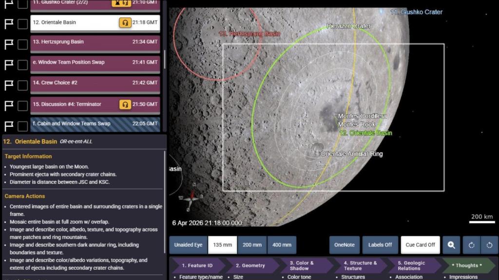 Software de los astronautas para identificación lunar