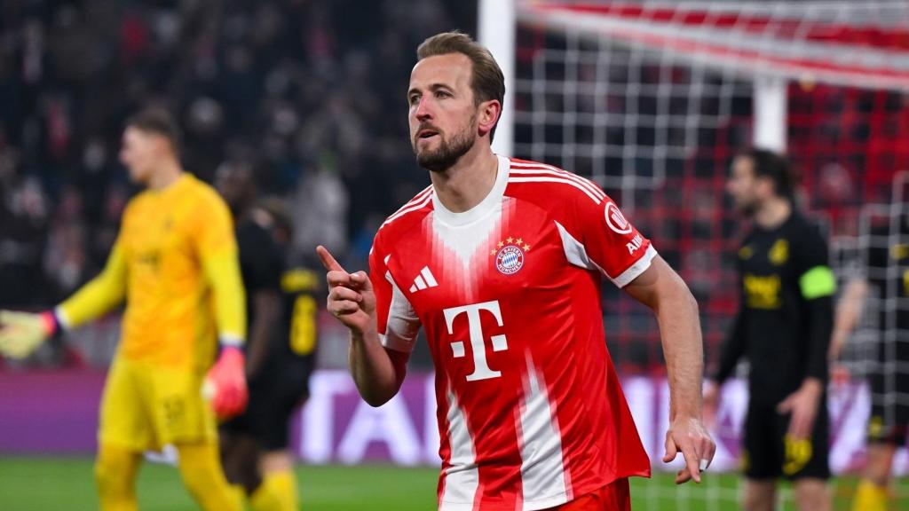 Harry Kane celebra un gol con el Bayern Múnich