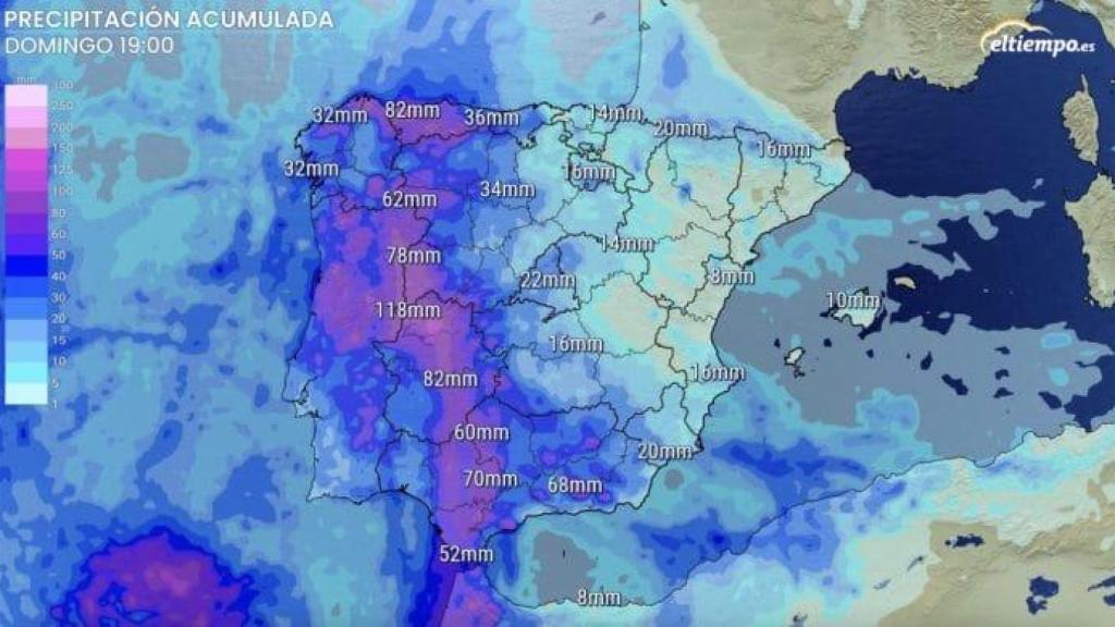 Acumulado de precipitación de domingo 5 de abril a domingo 12 de abril