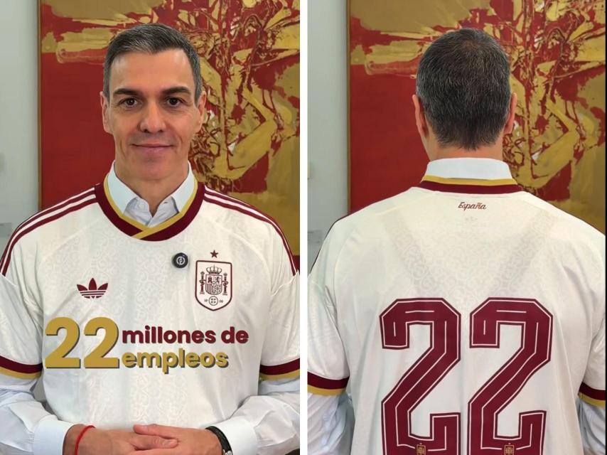 El presidente del Gobierno, Pedro Sánchez, en el vídeo que ha subido a sus redes sociales para presumir de empleo.