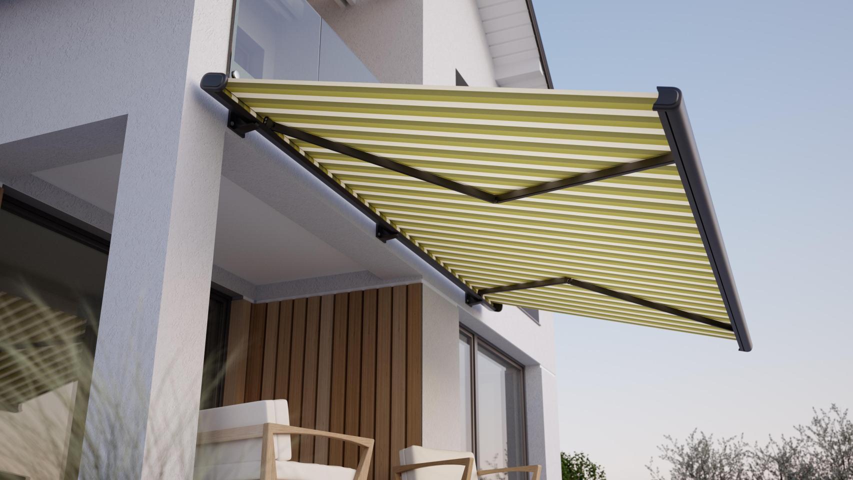 Imagen de ilustración de un toldo en una terraza.