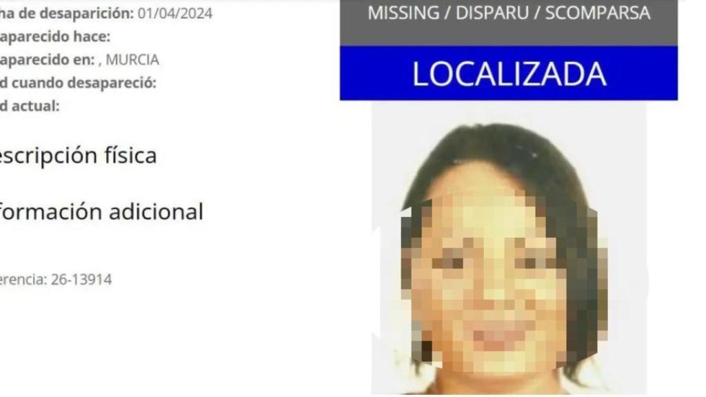 La imagen de Salma difundida en SOS Desaparecidos.
