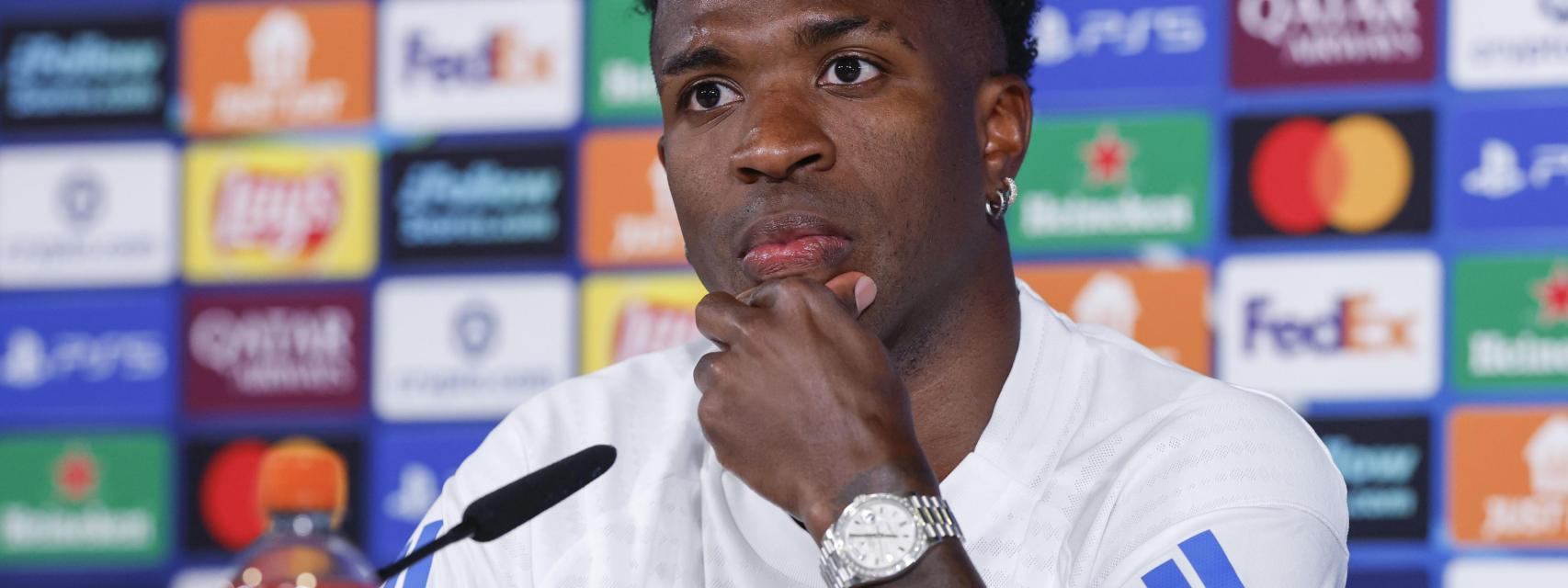 Vinicius, en rueda de prensa con el Real Madrid