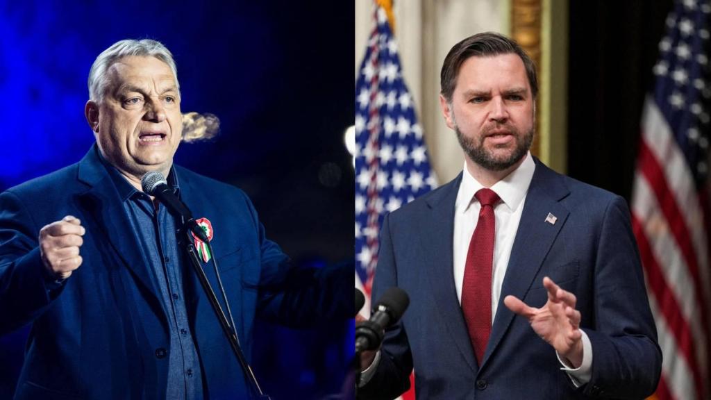 El primer ministro húngaro, Viktor Orbán, y el vicepresidente estadounidense JD Vance.
