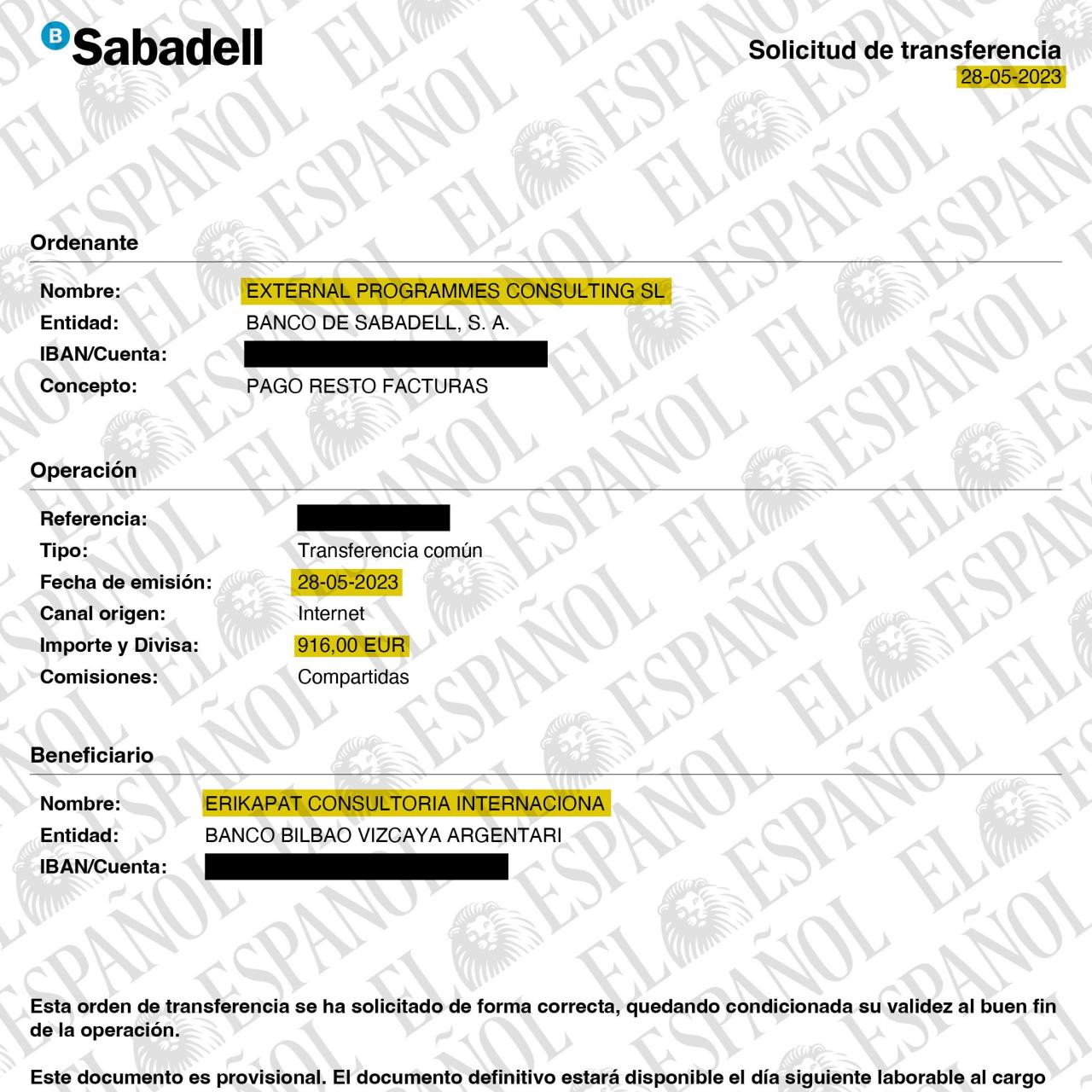 Traspasado de la empresa de Víctor Ábalos a la de Koldo García.