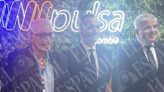 José Luis Ábalos, su hijo Víctor, y José López Jaraba, en la reunión en Innpulsa Colombia