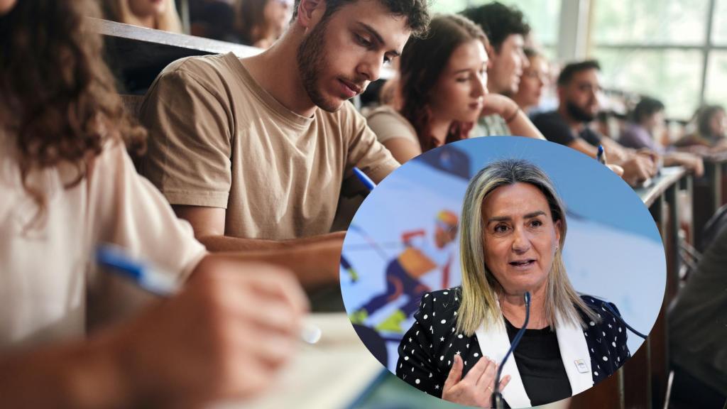 Montaje de Milagros Tolón, ministra de Educación (Europa Press) con estudiantes universitarios (istock).
