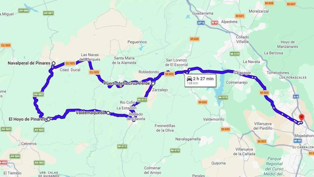 Ruta realizada desde Google Maps.