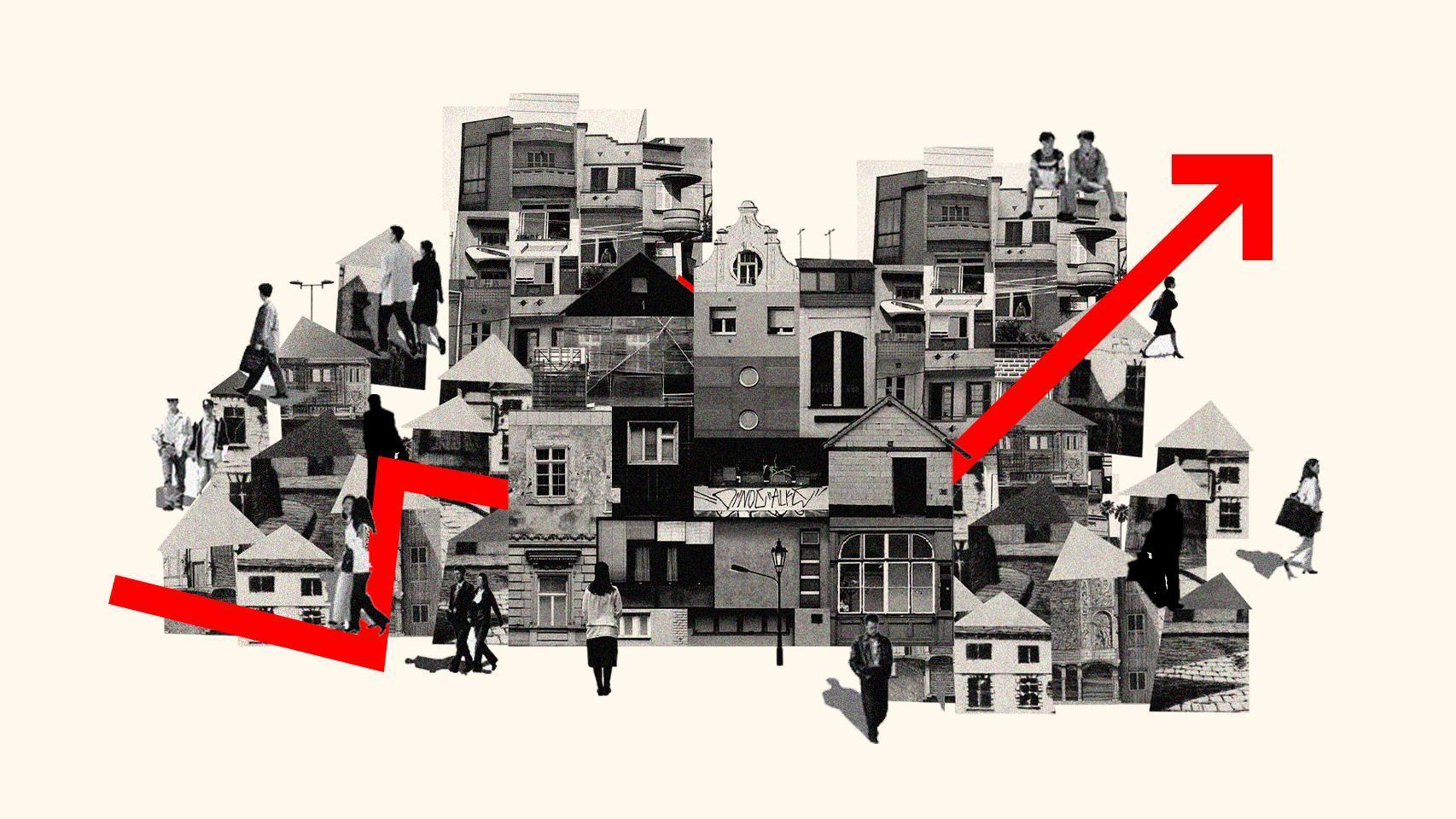 Ilustración del alza de los precios de la vivienda