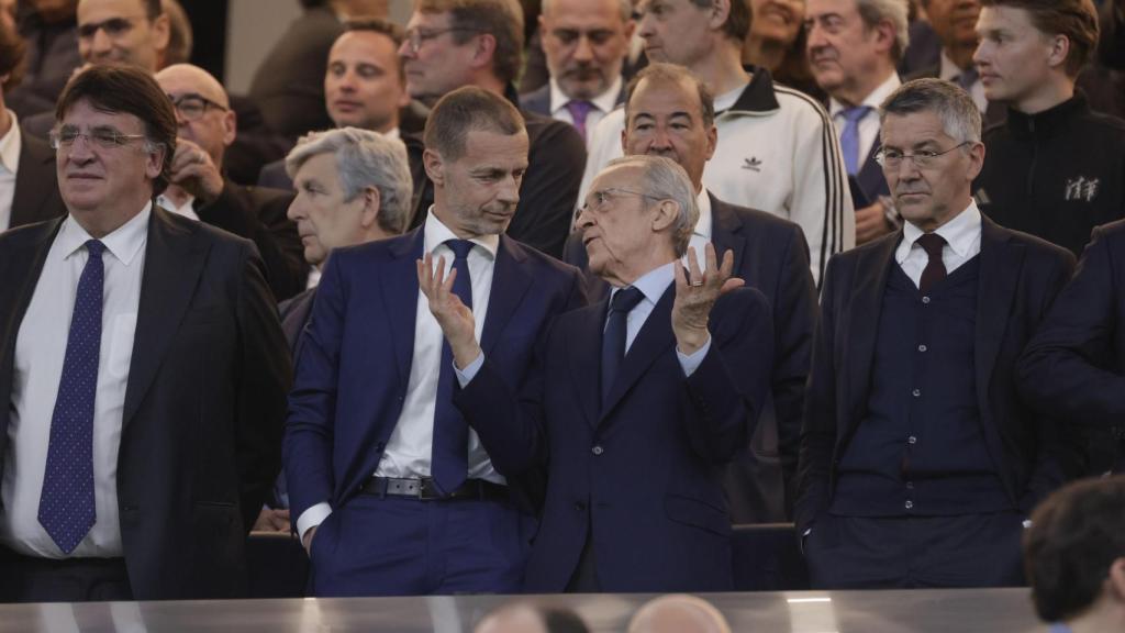 Ceferin y Florentino Pérez, en el palco del Santiago Bernabéu.