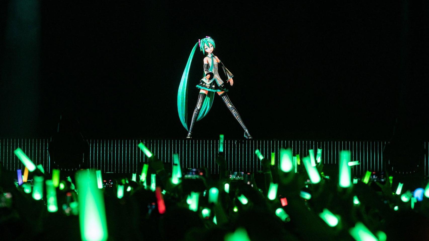 Hatsune Miku en concierto como parte de su gira Miku Expo.