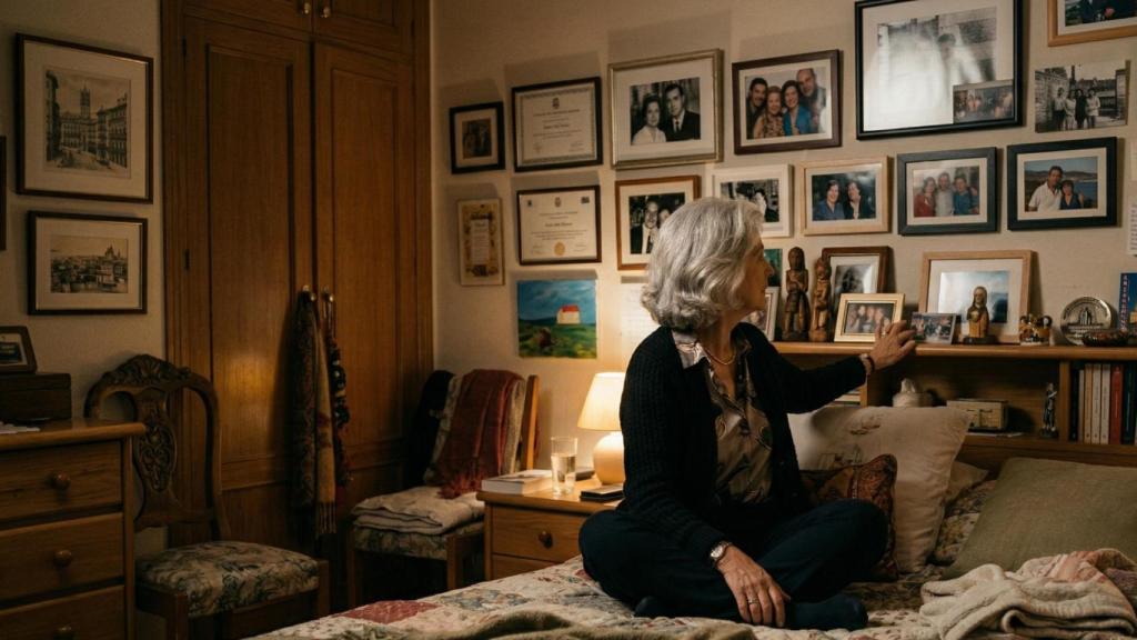 Mujer mostrando su habitación