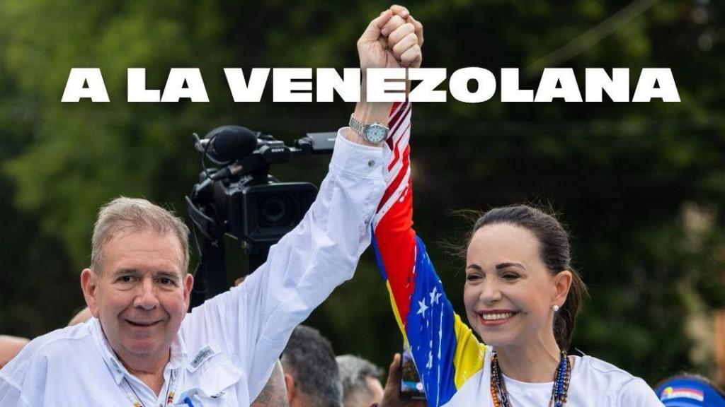 Cartel de la convocatoria de un encuentro de Corina Machado y Edmundo González con venezolanos en Madrid el 18 de abril.