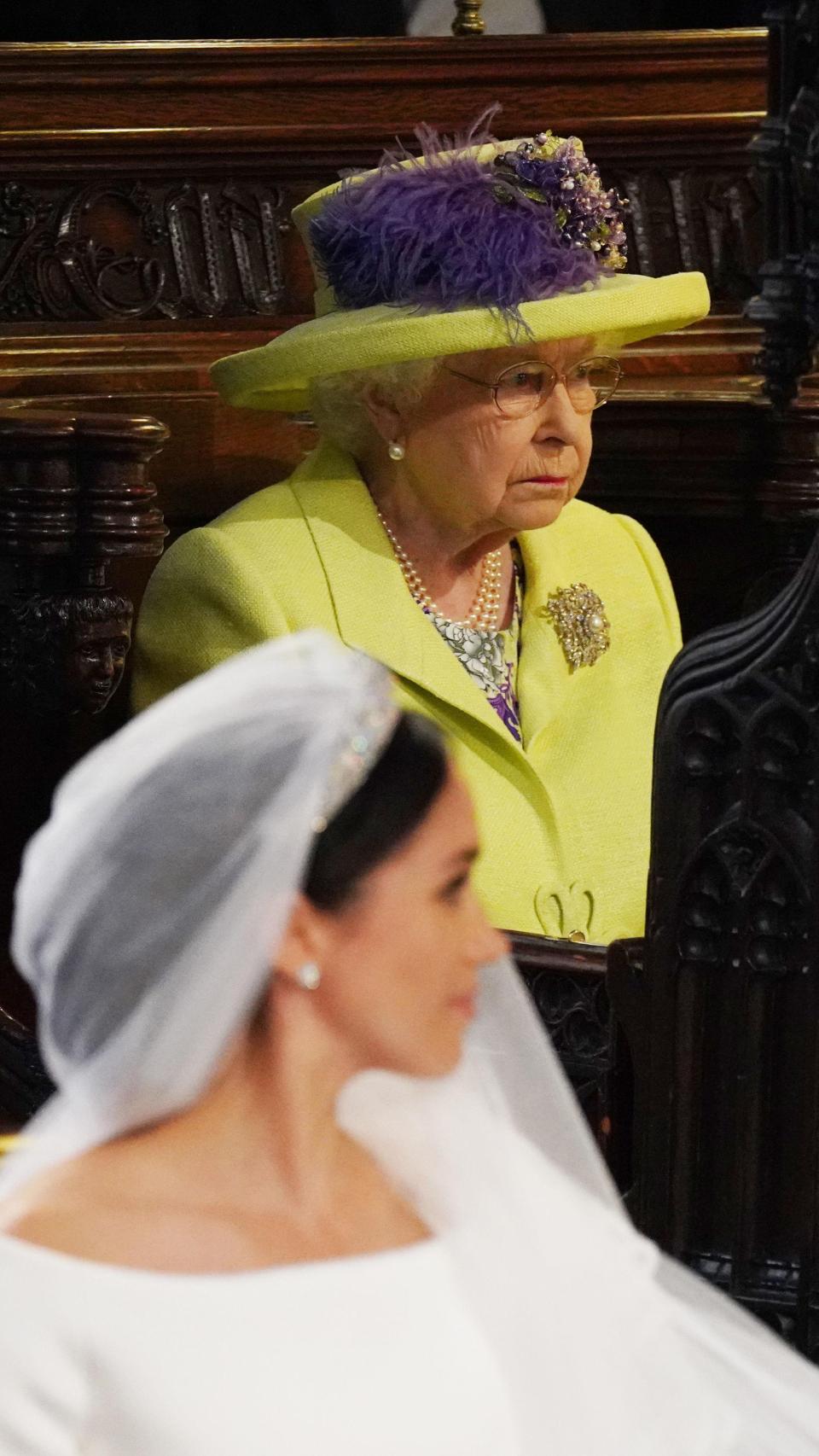 Isabel II, en la boda de Harry y Meghan.