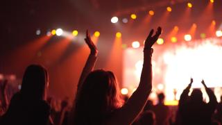 Una joven aplaude en un concierto