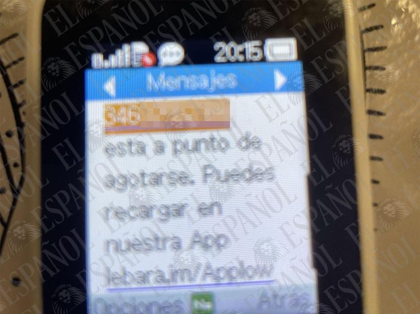 Aviso de falta de saldo en una de las 
