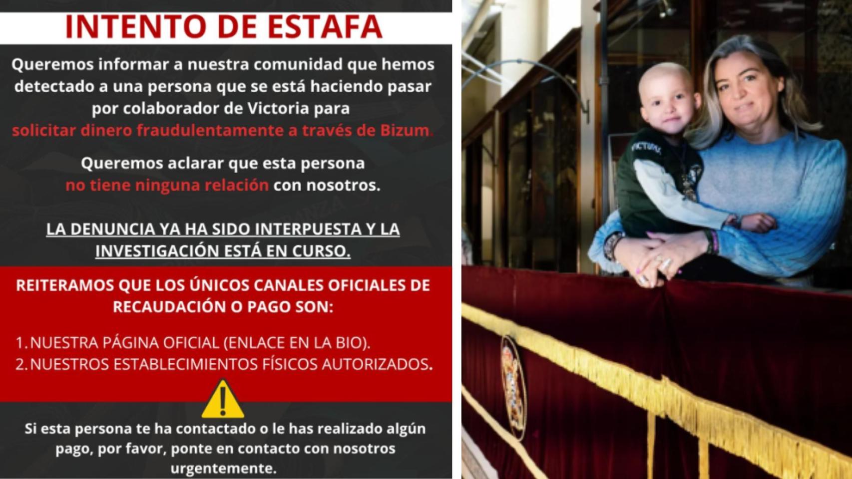 La madre de Victoria Esperanza denuncia un intento de fraude usando el nombre de su hija.
