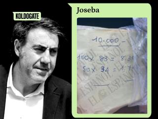 Joseba García, junto a la imagen del 'sobre dominicano' que envió a Koldo García.