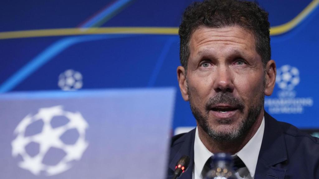 Diego Simeone, en rueda de prensa con el Atlético de Madrid