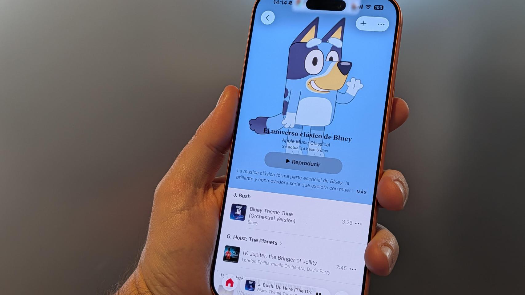 La lista de reproducción oficial de Bluey en Apple Music Classical.