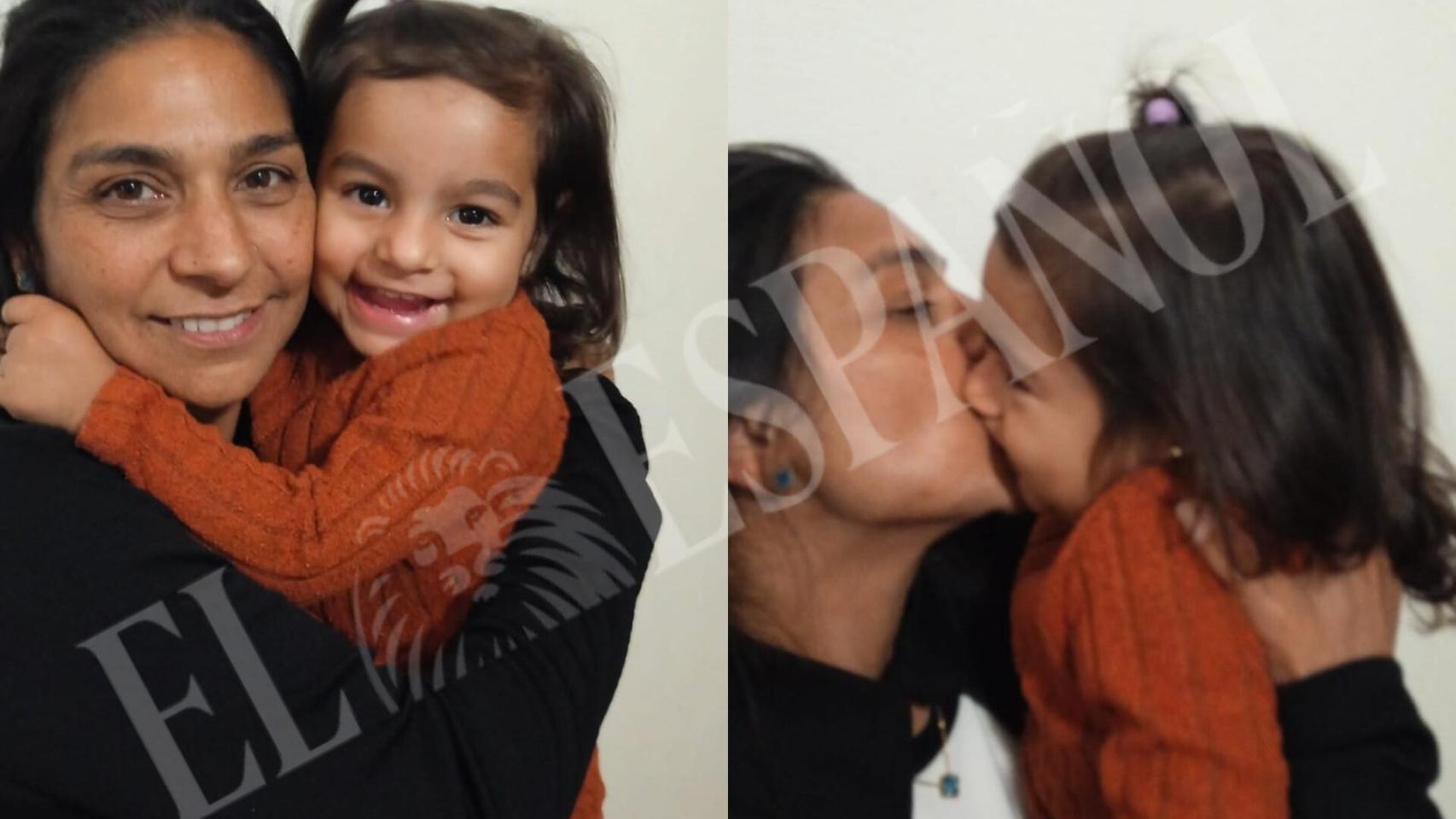 Trinidad y Marcela, madre e hija, este miércoles, abrazadas y felices en una casa donde están escondidas.