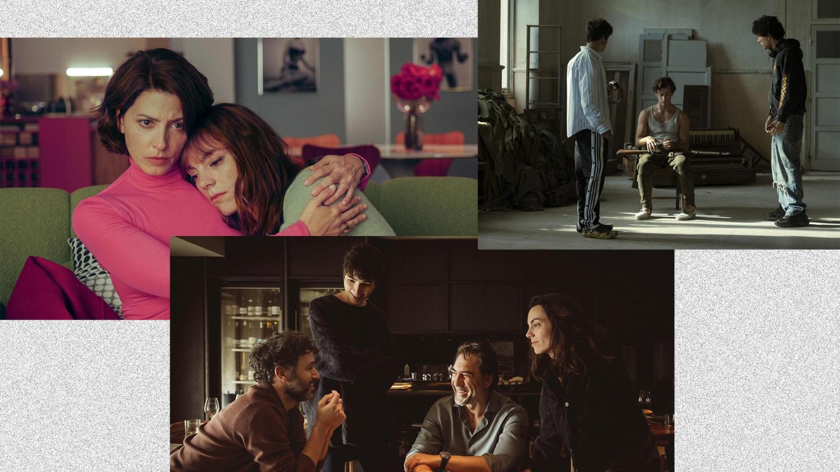 Fotogramas de 'Amarga navidad', de Pedro Almodóvar; 'La bola negra', de Los Javis'; y 'El ser querido', de Rodrigo Sorogoyen