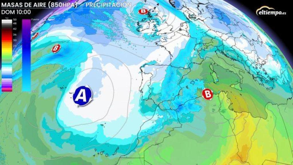 Llegada de una masa de aire frío a la Península ibérica