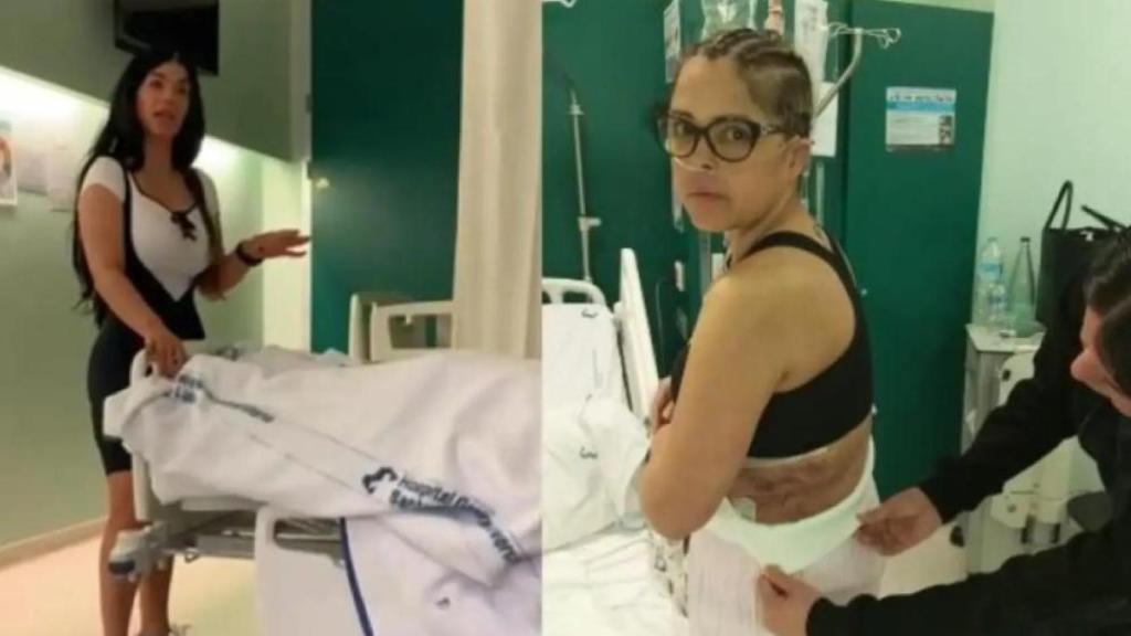 La doctora Kebeya, conocida como la 'Reina de la Cirugía', en una imagen del atestado de la Policía Nacional, junto a una imagen de Yngrid Goitia, una de las pacientes que la denunció por intrusismo profesional.