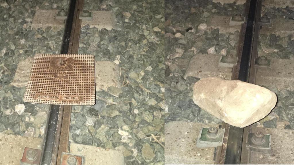 Dos de los objetos encontrados en las vías.