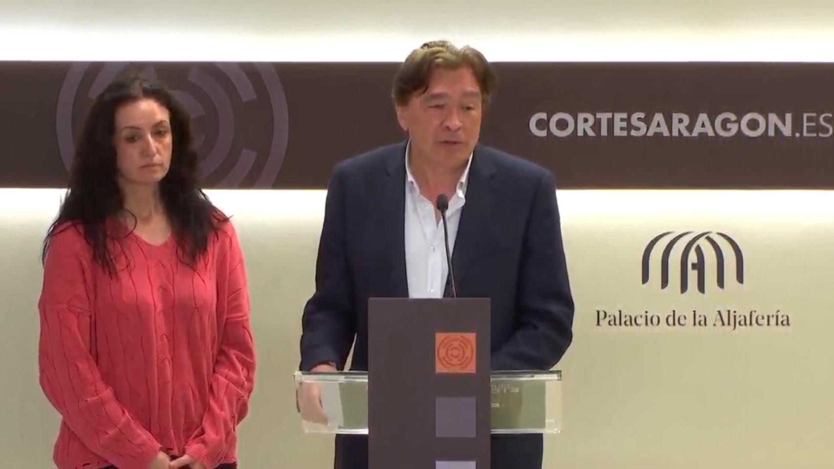 Marta Abengochea (IU) y Tomás Guitarte (Teruel Existe)