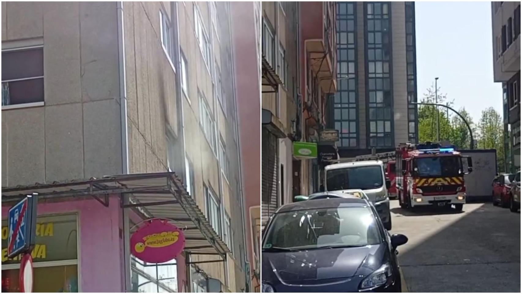 Imagen del incendio en la calle San Jaime de A Coruña