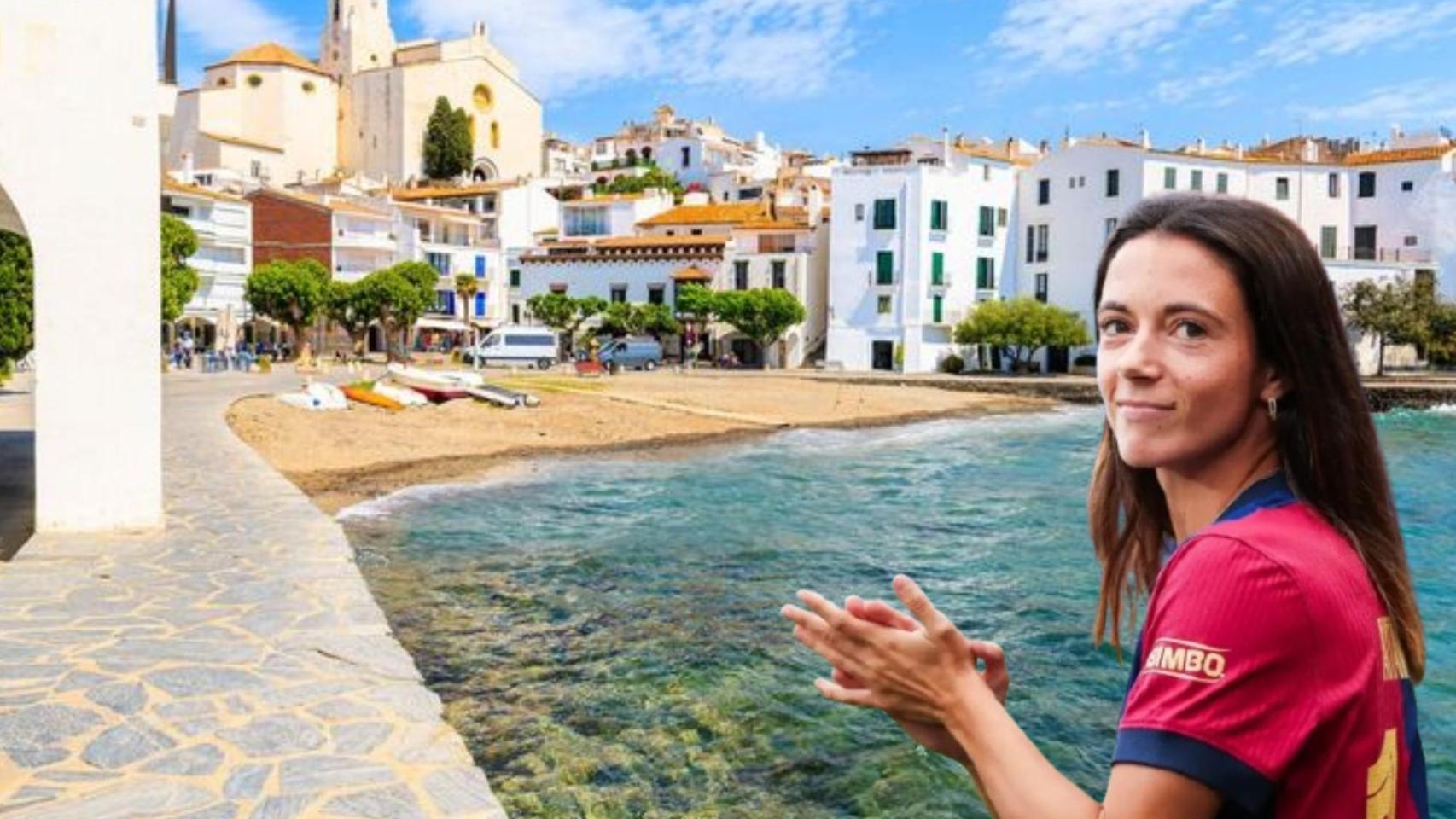 Montaje de Aitana Bonmatí y el pueblo de Cadaqués.