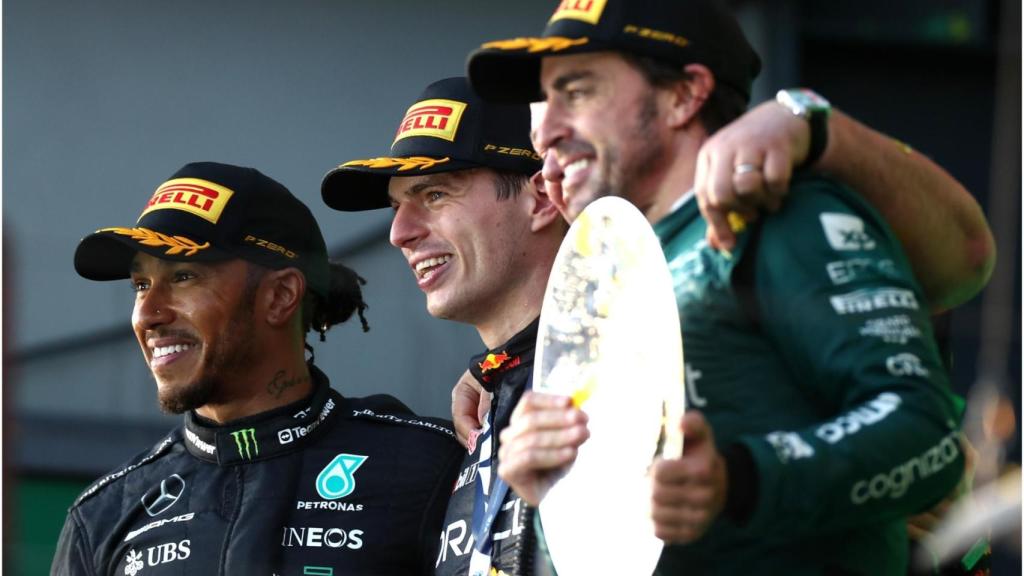 Fernando Alonso, Max Verstappen y Lewis Hamilton.