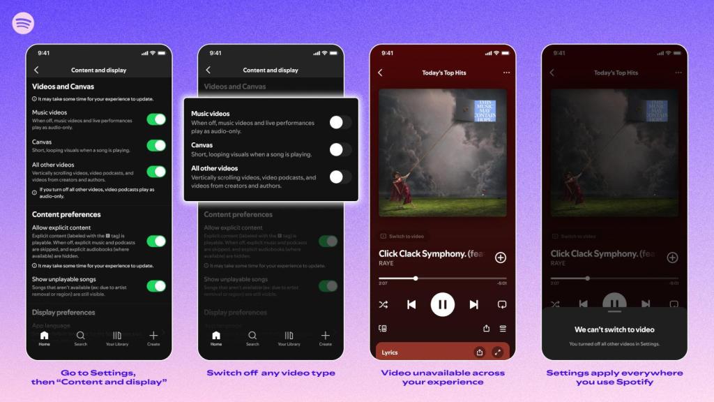 Cómo desactivar vídeos en Spotify