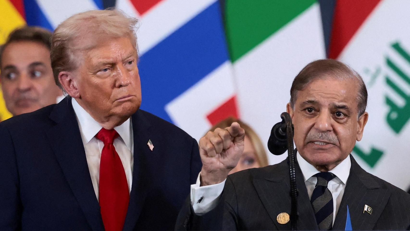El presidente de Estados Unidos, Donald Trump, y el primer ministro de Pakistán, Shehbaz Sharif.