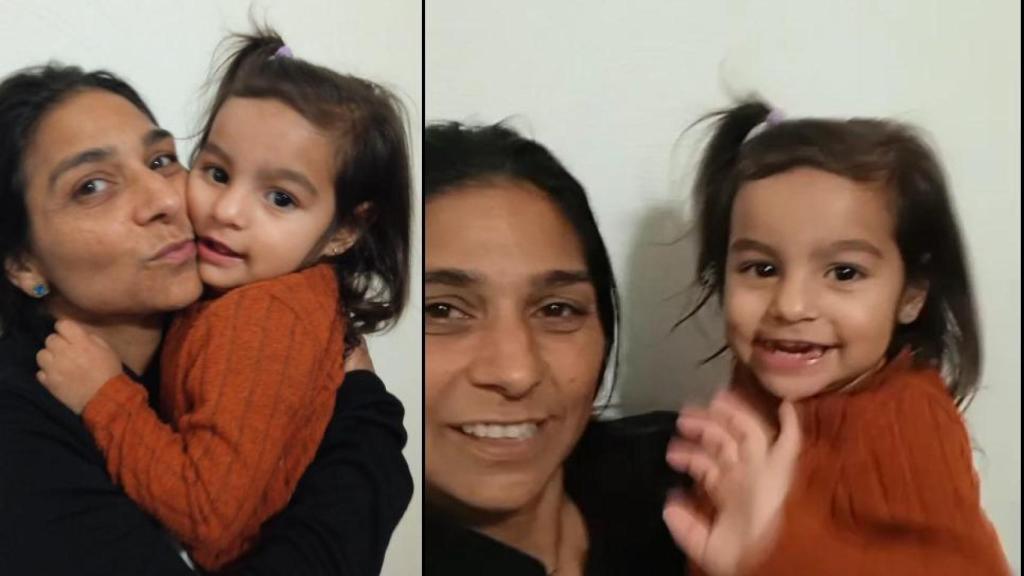Trinidad, con su hija Marcela, en el piso fuera de la Región de Murcia en el que se refugió para huir de su expareja.
