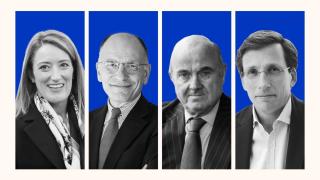 Roberta Metsola, Enrico Letta, Luis de Guindos y José Luis Martínez Almeida.