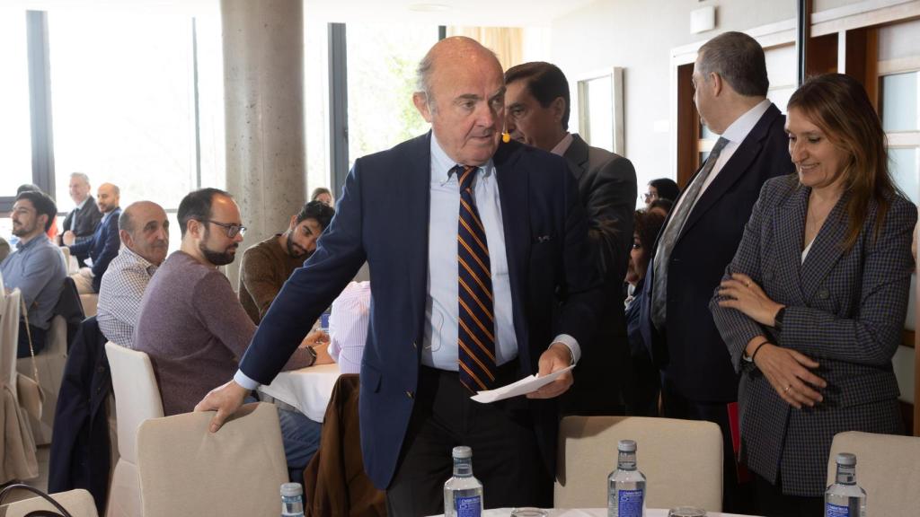 El vicepresidente del Banco Central Europeo, Luis de Guindos, en el encuentro empresarial en Soria