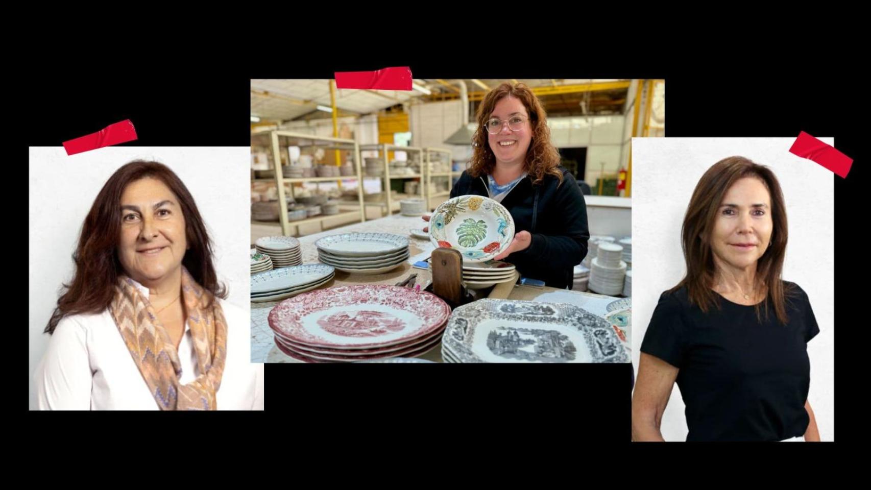 Las hermanas Luksic y en el centro, Maria Cárdenas, una de las trabajadoras de la fábrica.