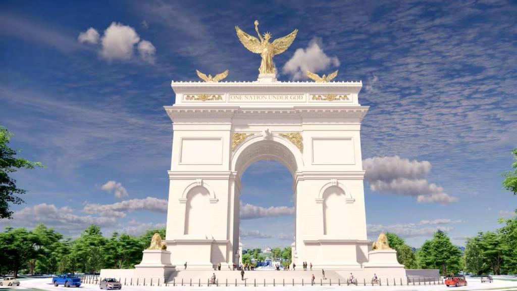 Boceto del Arco del Triunfo que proyecta Donald Trump en Washington diseñado por la firma Harrison Design.