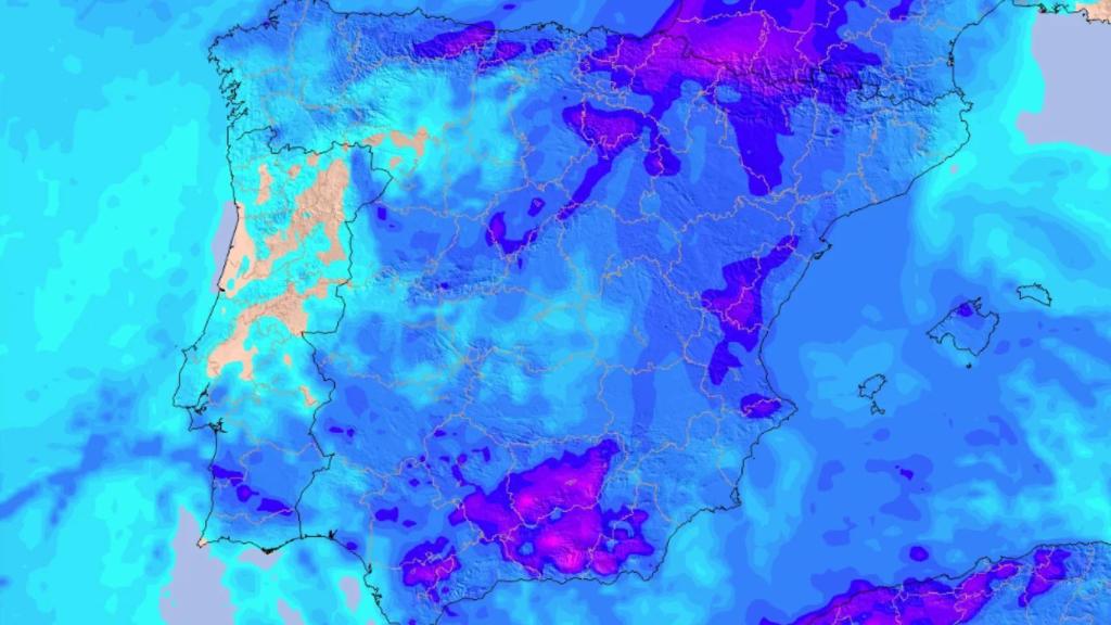 Imagen de la precipitación acumulada que se espera para este domingo 12 de abril.