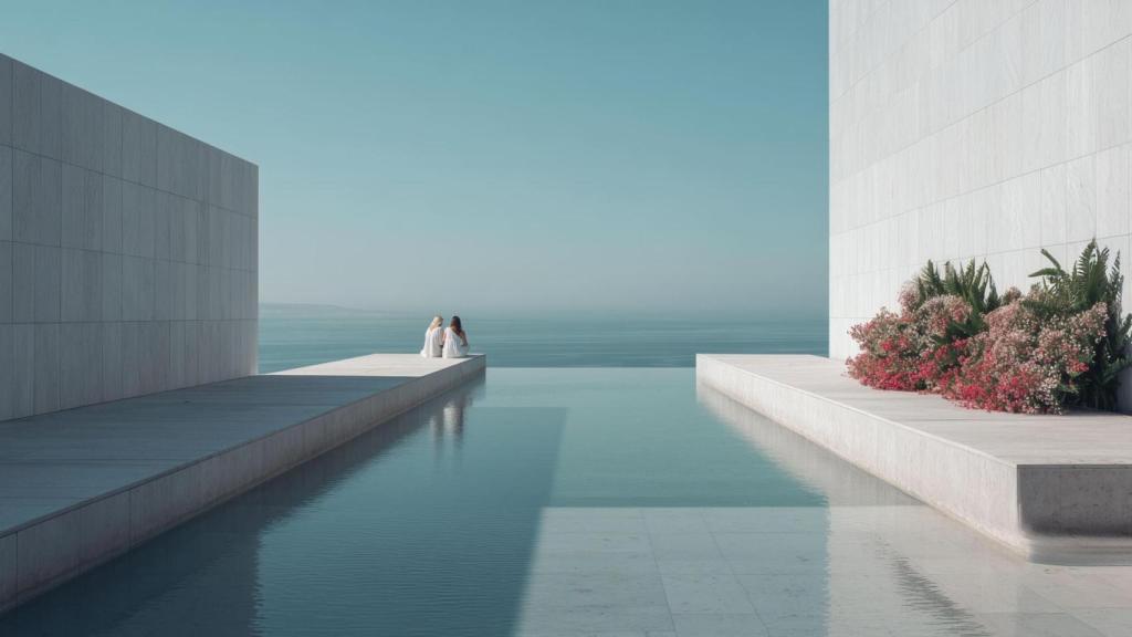 Representación de una piscina de hormigón