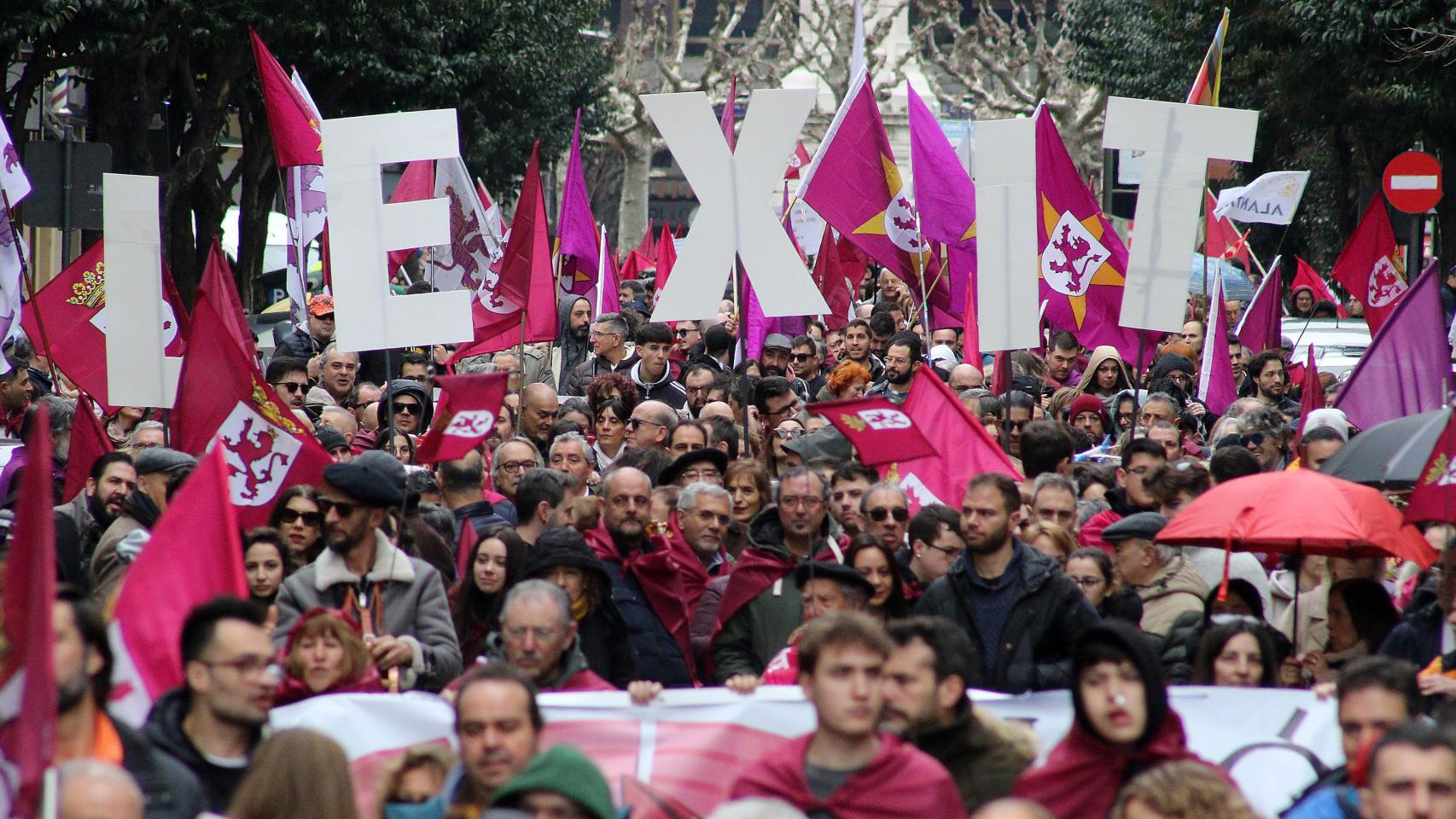 Una manifestación leonesista en León, en febrero de 2025