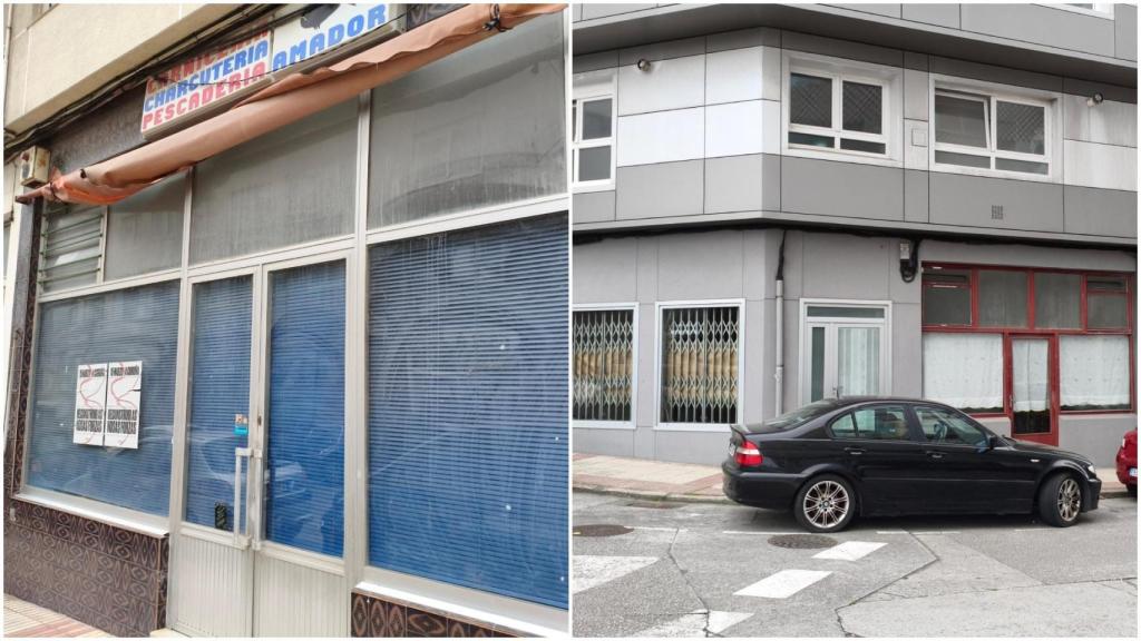 Antiguos locales comerciales en el barrio de Eirís,en A Coruña