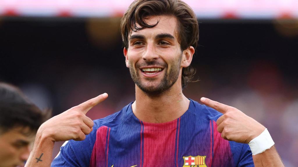 Ferran Torres celebra el primer gol del partido marcado ante el Espanyol.