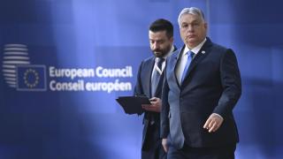 El primer ministro húngaro saliente, Viktor Orbán, en el Consejo Europeo de marzo